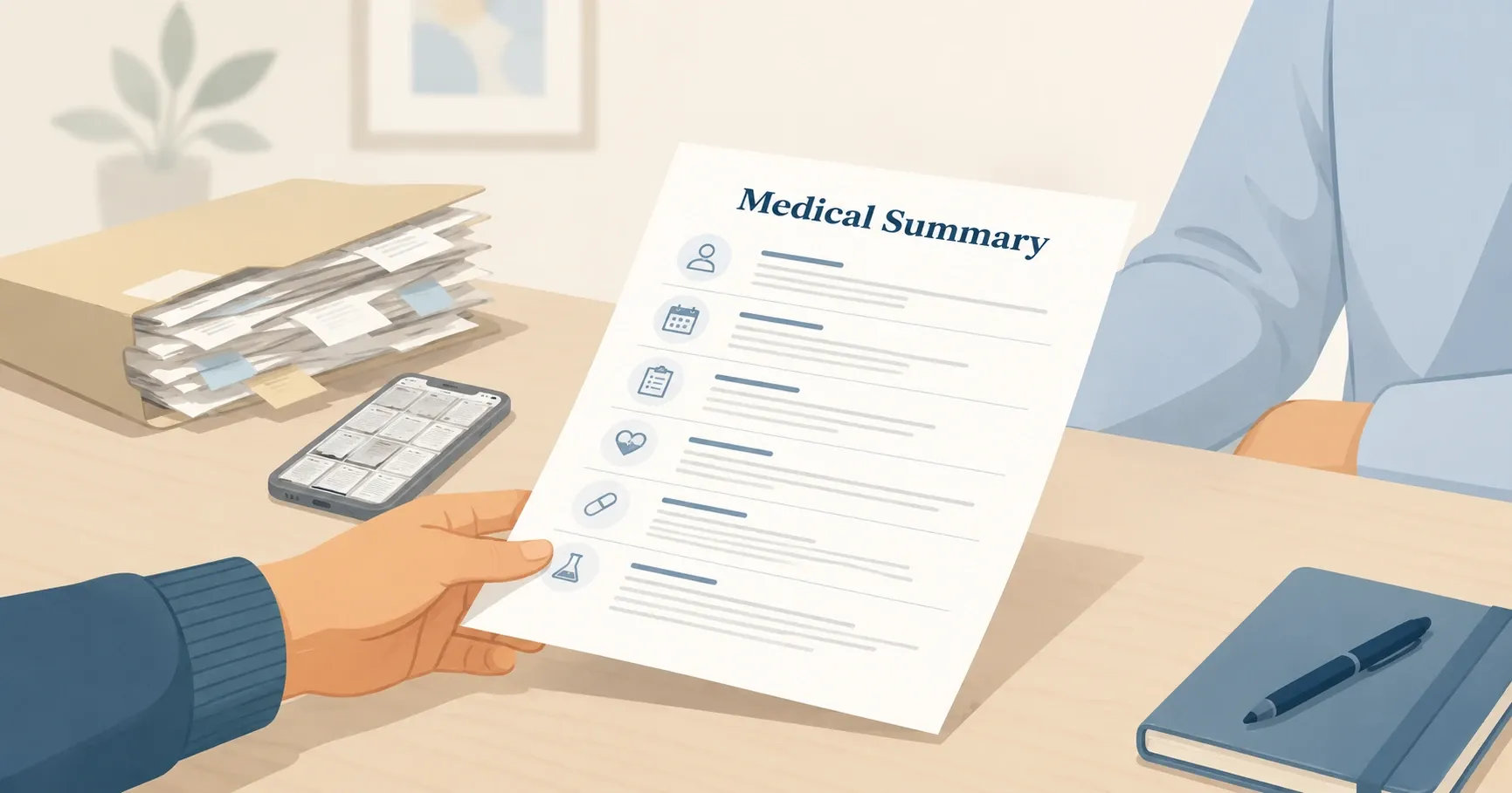 A one-page medical summary a doctor can read in 30 seconds